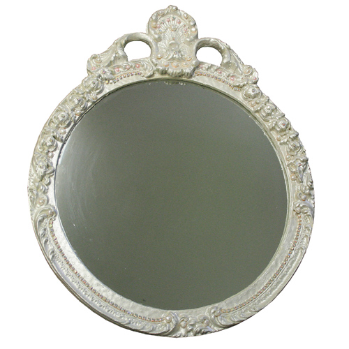 glamour wall mirror with rhinestones and pearls