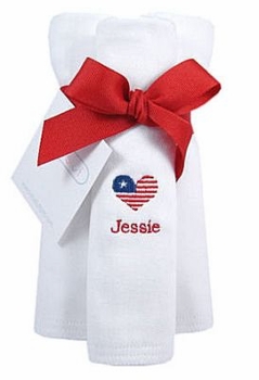 patriotic personalized burp cloths-set of three