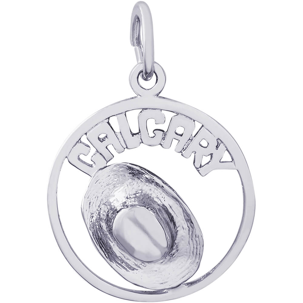 102167ss Calgary Cowboy Hat Charm Sterling Silver