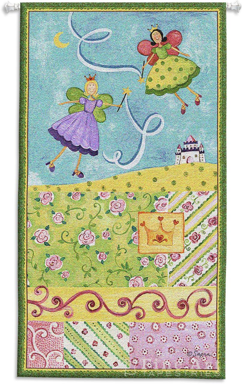 Patchwork Fairy I Children Tapestry Wall Hanging Kids Decor, H44" x W25"