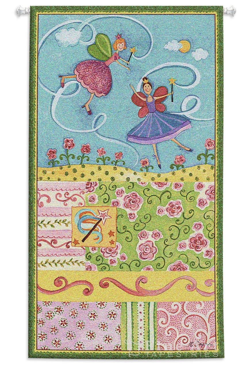 Patchwork Fairy II Children Tapestry Wall Hanging Kids Decor, H44" x W25"