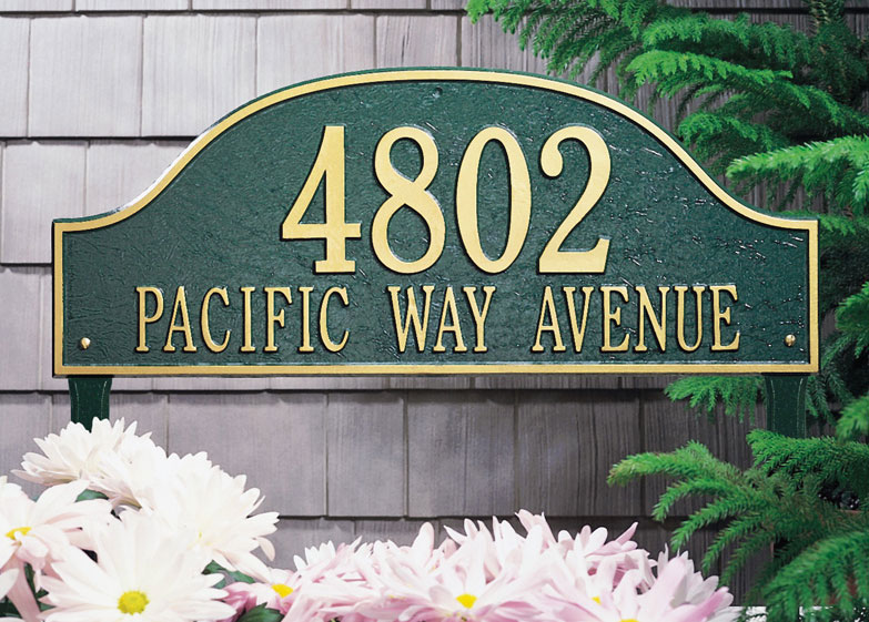 Large Arch Address Plaque House Number Sign For Wall or Optional Lawn