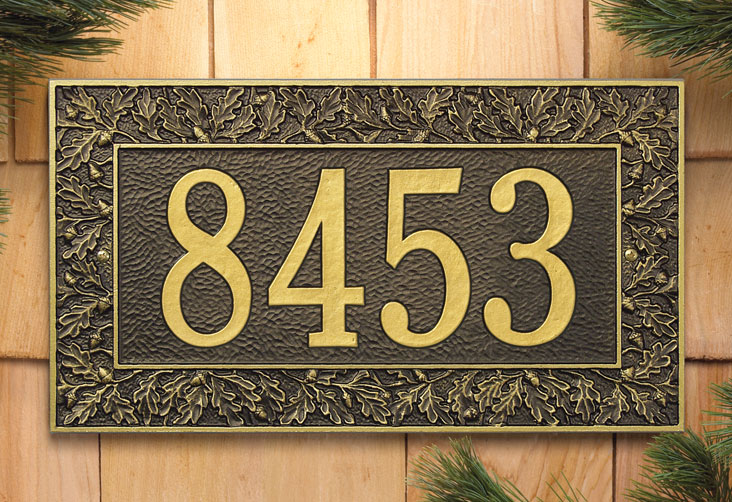 Address Plaque With Decorative Oak Leaf Border Choose Your Color