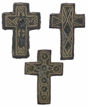 Hanging Aged Clay Crosses - Set of 3