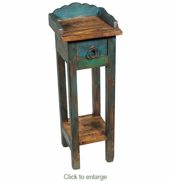 Painted Wood Small Stand with Drawer