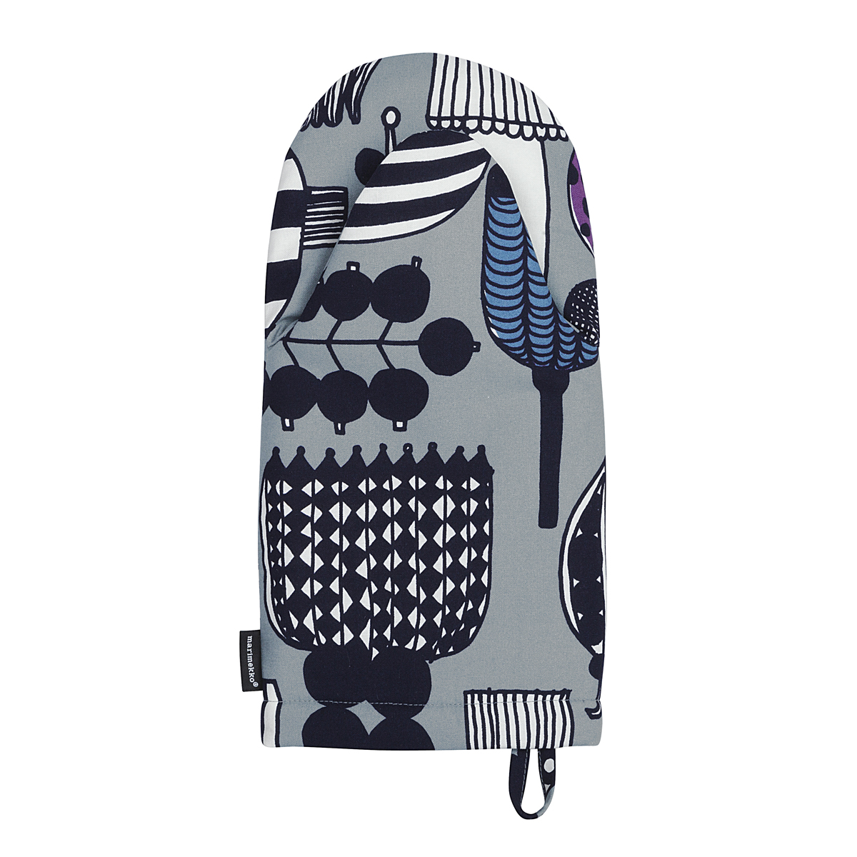 Marimekko Puutarhurin Parhaat Grey/Violet/Blue Oven Mitt Aprons, Oven
