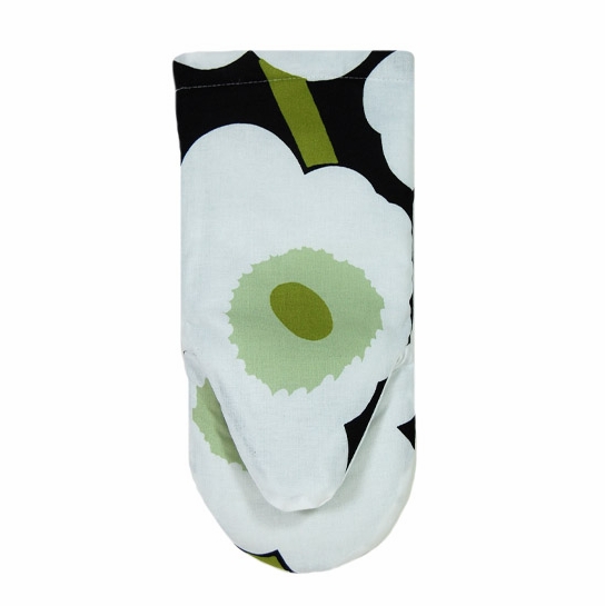 Marimekko Unikko Black/White/Green Oven Mitt Aprons, Oven Mitts, & Pot Holders