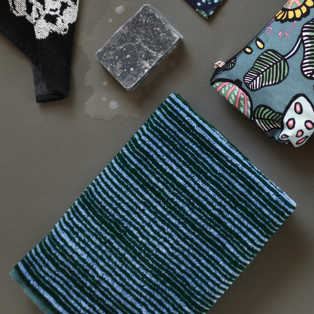 Marimekko Varvunraita Blue / Green Bath Towels Marimekko Towels