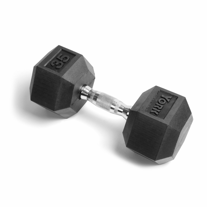 York Rubber Hex Dumbbell - Adamant Barbell - View #10