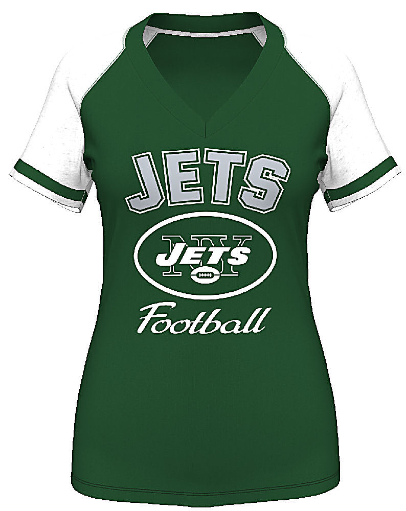 New York Jets Womens Go For It 4 V Neck Shirt by VF New York Jets