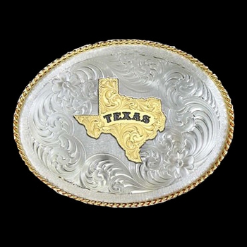 1350 Series German Silver State of Texas Belt Buckle (G1350-610TX)