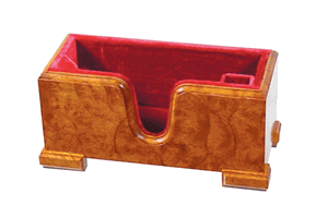 Violin Display Cradle. Figured maple, red inside.