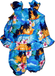 Baby Girls Hawaiian Outfit Waikiki Sunset Blue