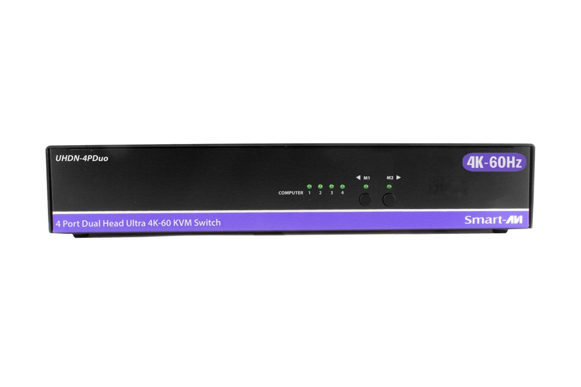 SM-DPN-4D-S - 4-Port Dual Monitor 4K DisplayPort KVM Switch with USB 2.0 &  Audio.