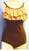 Ceeb 2 ruffle mio swimsuit brown peach Mastectomy swimsuit 10, 16, or 18