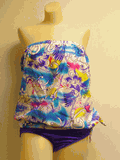 Ceeb swimsuit 2 piece bandeau blouson purple trq size 14 or 18