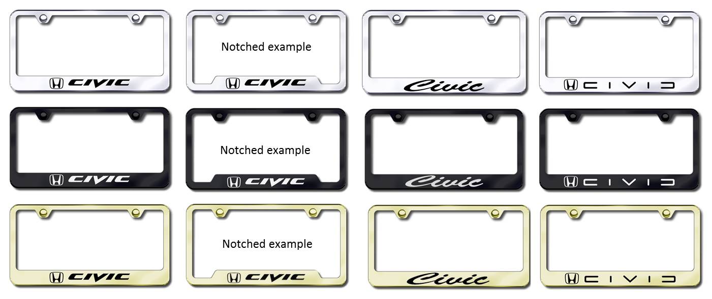 Civic License Plate Frames (Tag Holders) Civic License Plates (Vanity