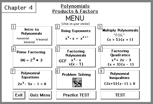 Chapter 4 Polynomial Products Factors