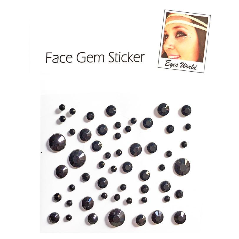 Crystal Face Gems in Jet Black