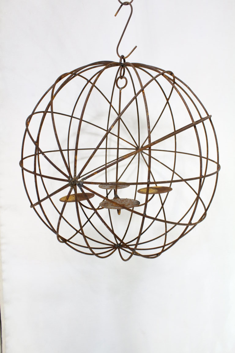 24" Wrought Iron Eclipse Chandelier Outdoor Wax Candles