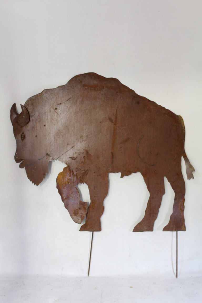 Rustic Metal Buffalo Yard Stake