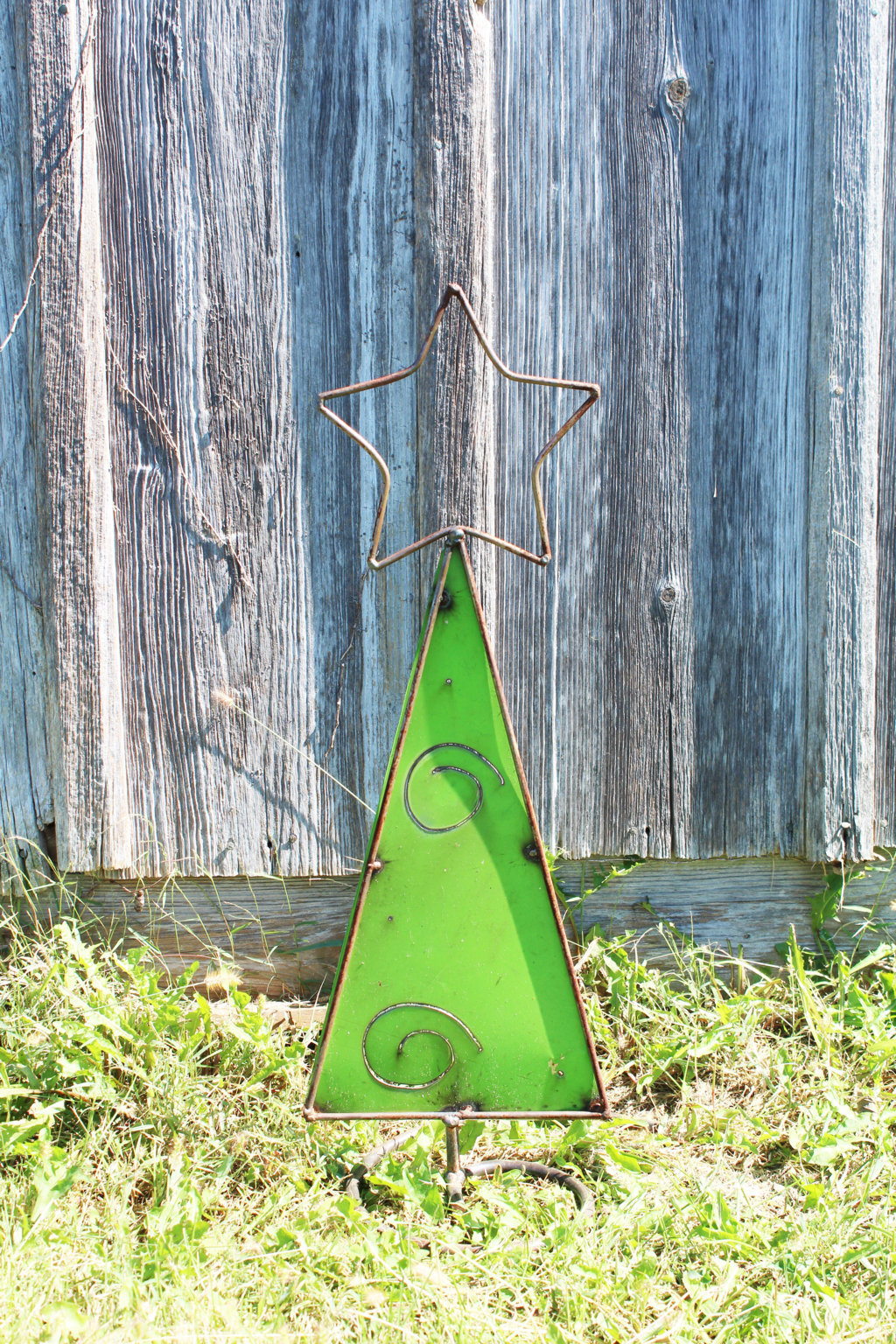 24" Small Metal Christmas Tree Star on Top Holiday Decor Yard Ornament