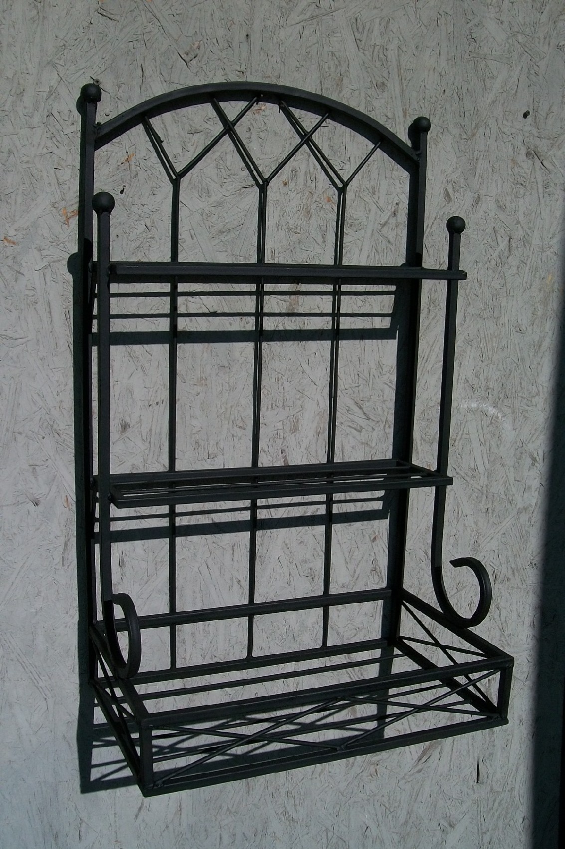 Wrought Iron 2 Tiered Wall Shelf With Planter box