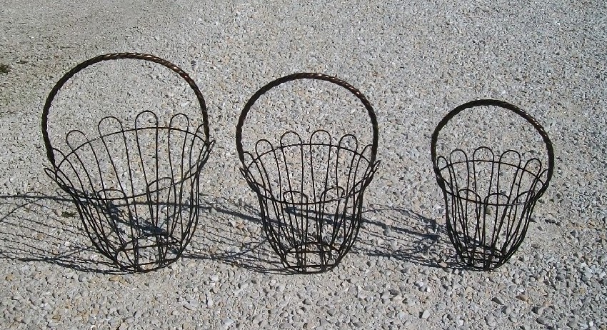Wrought Iron Round Rope Handle Baskets 3 Sizes