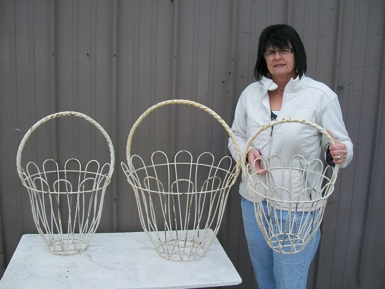 Wrought Iron Round Rope Handle Baskets 3 Sizes