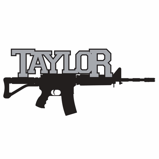 Guns Name with Rifle Custom Laser Die Cut