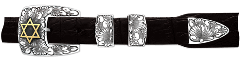 Star of David Sterling Silver Buckle  Set - 1" 4 Pc - 14k Star on Silver Overlay  $945 