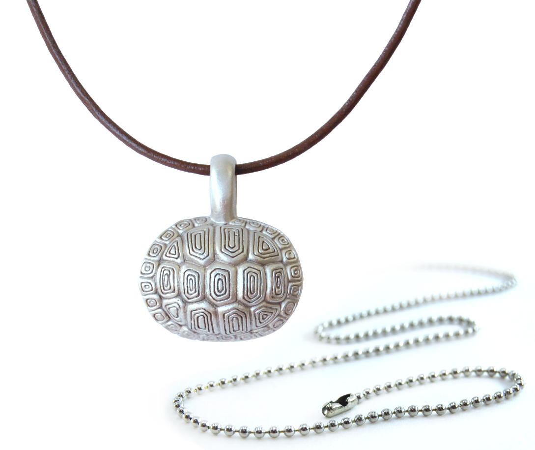 Pewter Turtle Compass Pendant Necklace