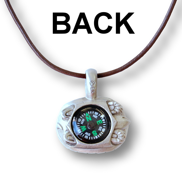 Pewter Turtle Compass Pendant Necklace