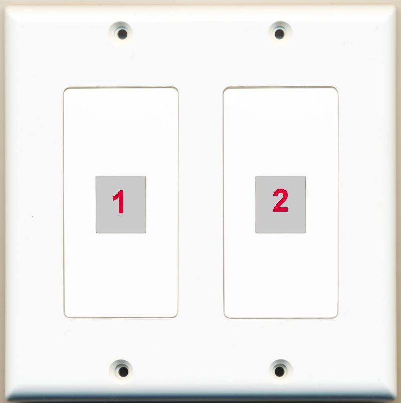Custom 2 Gang Wall Plate with 2 Keystone Ports