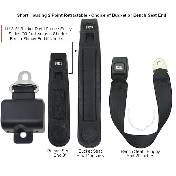 Retractable Motorhome / RV Seat Belt (ALR 5" Short Housing Belt)