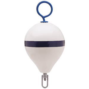 Polyform Mooring Buoy with Iron 17" Diameter White Blue Stripe