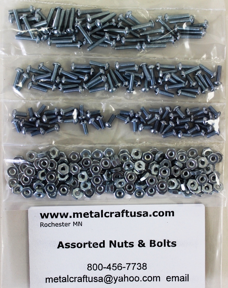 Nut and Bolt Assortment Pack 1/8" dia. x 3 different lengths (150 count