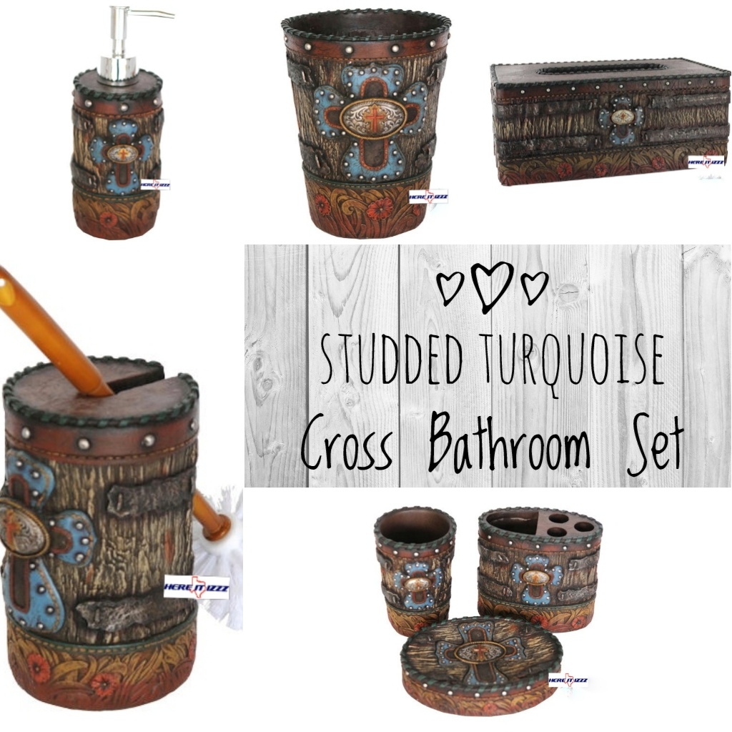 Studded Turquoise Cross Bath Set