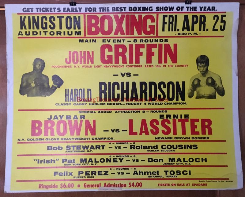 1975 JOHNNY GRIFFIN vs HAROLD RICHARDSON OnSite Boxing Poster KINGSTON