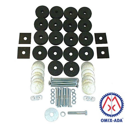 OMIX 10599050 Body mounting kit, to mount body to frame, fits 19451975