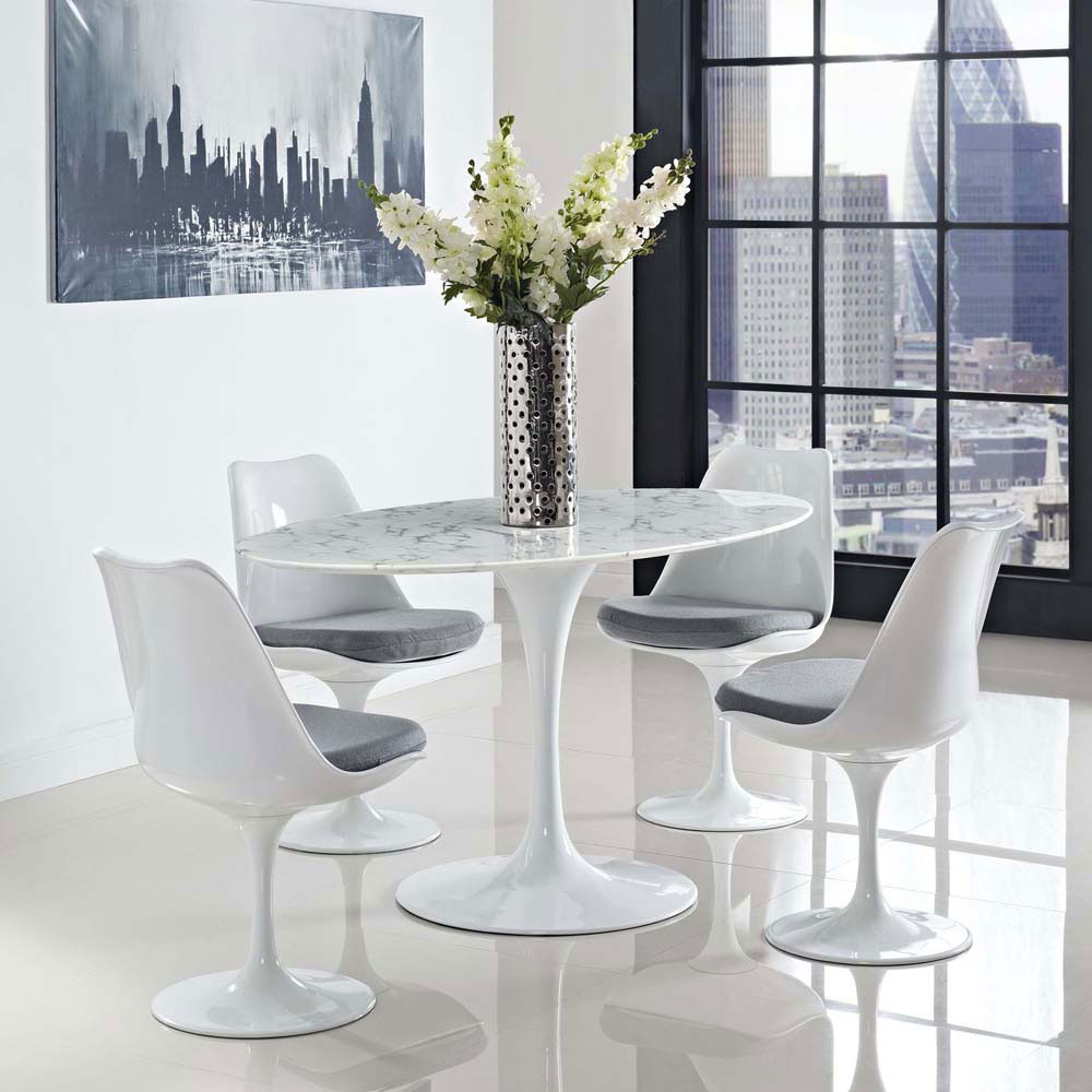 Lippa 60" OvalShaped Artificial Marble Dining Table Modern In Designs