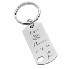 Stainless Steel Dog Tag Heart Keychain