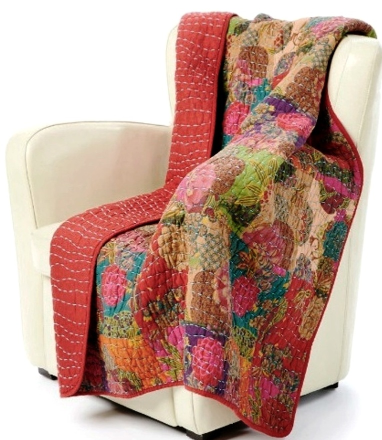 Jewel Red Boho Quilted Throw