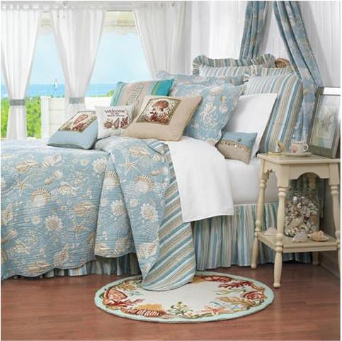 C&F Natural Shells Aqua Beach Quilt