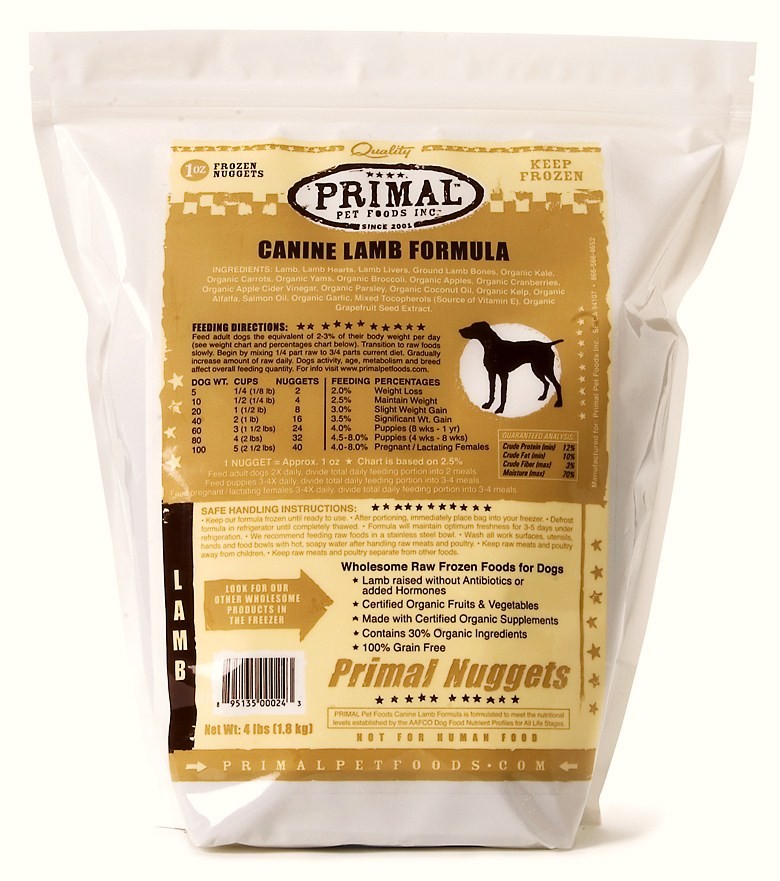 Primal Pet Foods Inc. Canine Lamb Formula Nuggets
