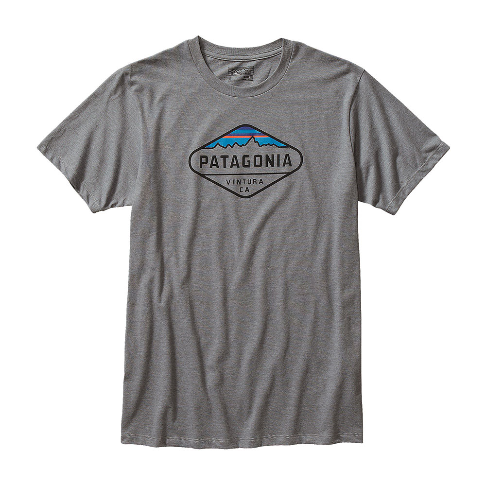 Patagonia Mens Fitz Roy Crest Cotton/ Poly TShirt Narwhal Grey