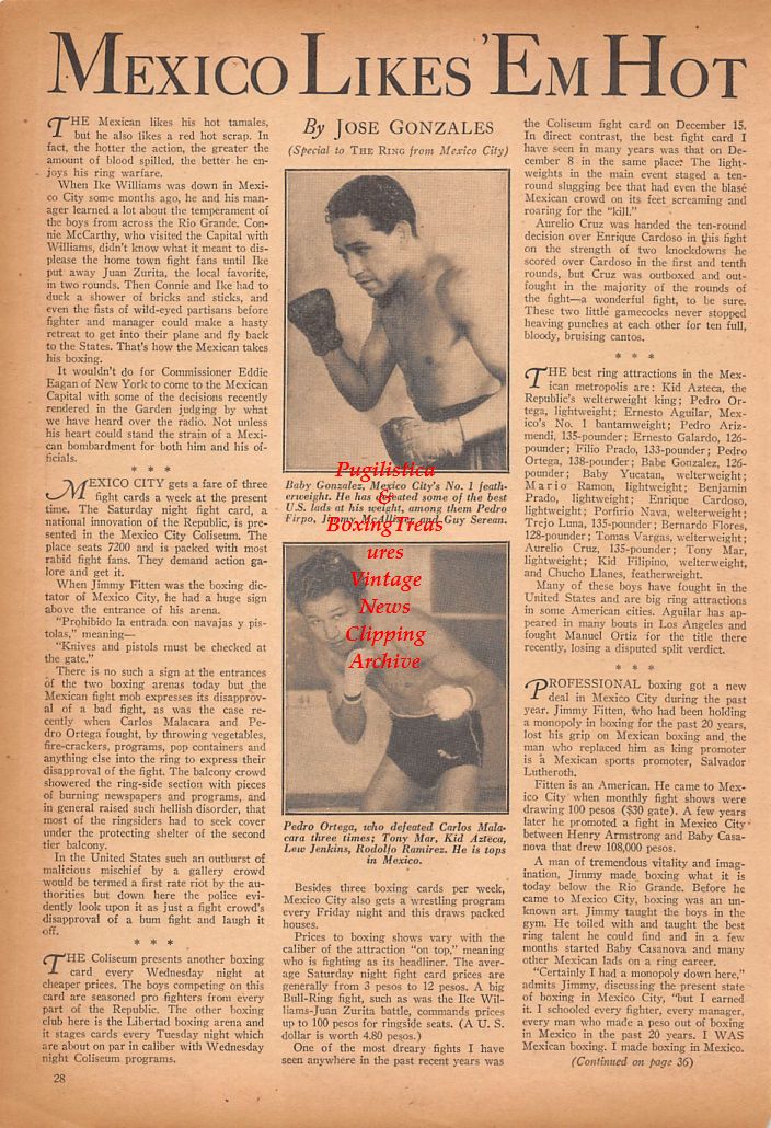 Boxing News Clipping 642 Baby Gonzalez, Pedro Ortega, Paul Boesch