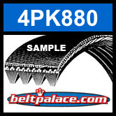 4PK880 Automotive Serpentine (Micro-V) Belt: 880mm x 4 ribs. 880mm Effective Length.