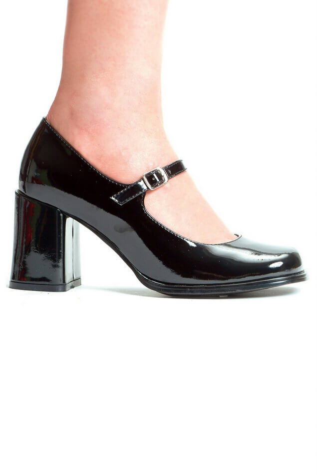 Adult Black 3 Heel Mary Jane Shoes - Candy Apple Costumes
