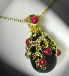 Pure Onyx Pendant Egg, Faberge Style